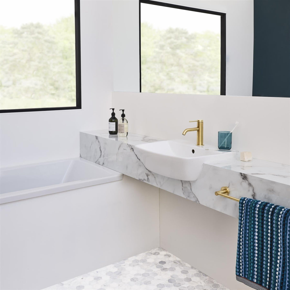 Britton Semi-Recessed Basin Britton MyHome Semi Recessed 1 Tap Hole 500mm Basin in White