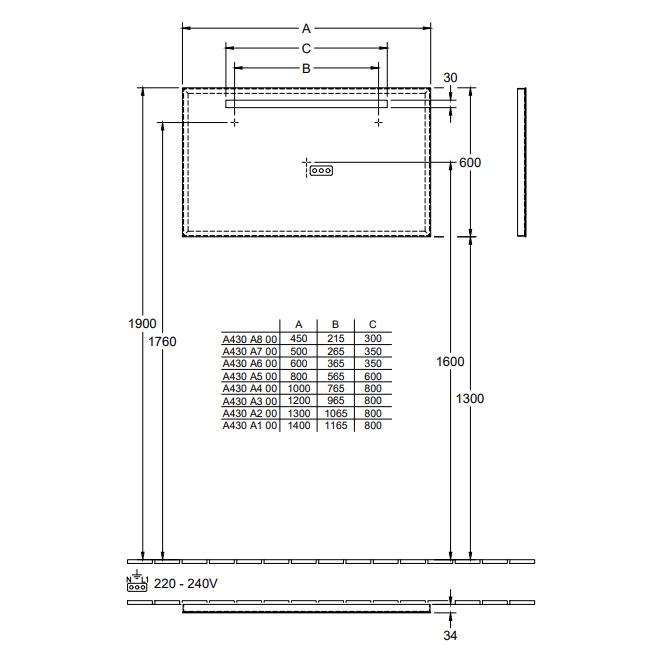 Villeroy & Boch Illuminated Mirror Villeroy & Boch More To See One Illuminated LED Mirror