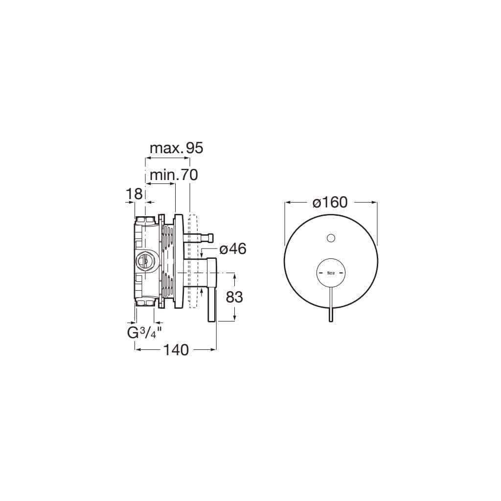 Roca Concealed Shower Valve Roca Ona 2 Outlet Concealed Single Lever Bath and Shower Mixer