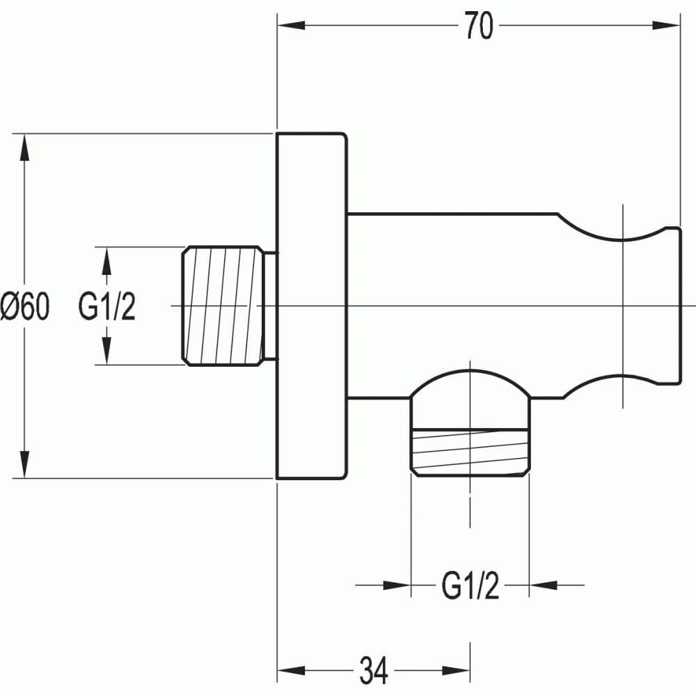 Flova Shower Brackets and Outlets Flova Levo Round Wall Outlet Elbow with Handset Holder