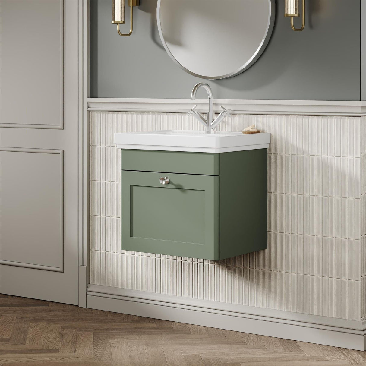 Aquarius Leighton 500mm Wall Mounted One Drawer Vanity Unit with Basin