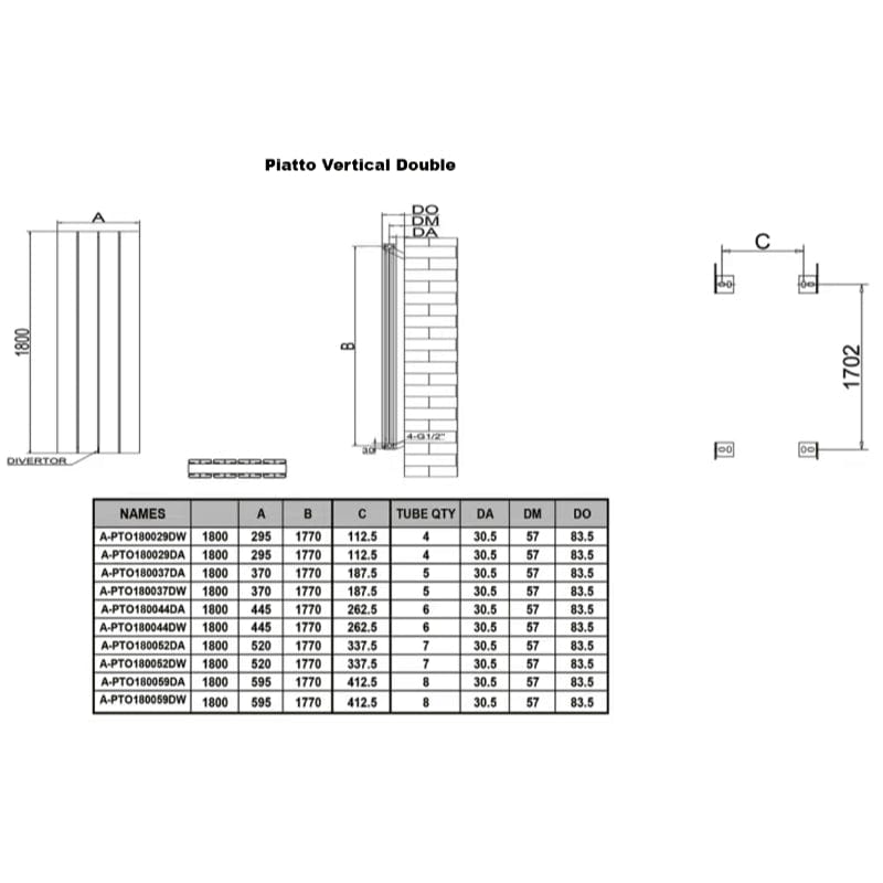 Reina Panel Radiator Reina Piatto Double Vertical Panel Central Heating Radiator