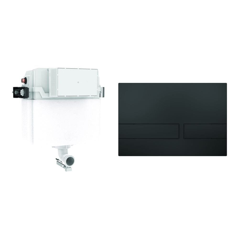 Crosswater Concealed Cistern Venue Plate in Matt Black Crosswater Dual Flush Concealed Cistern Set with Flush Plate - 414 x 143 x 387mm