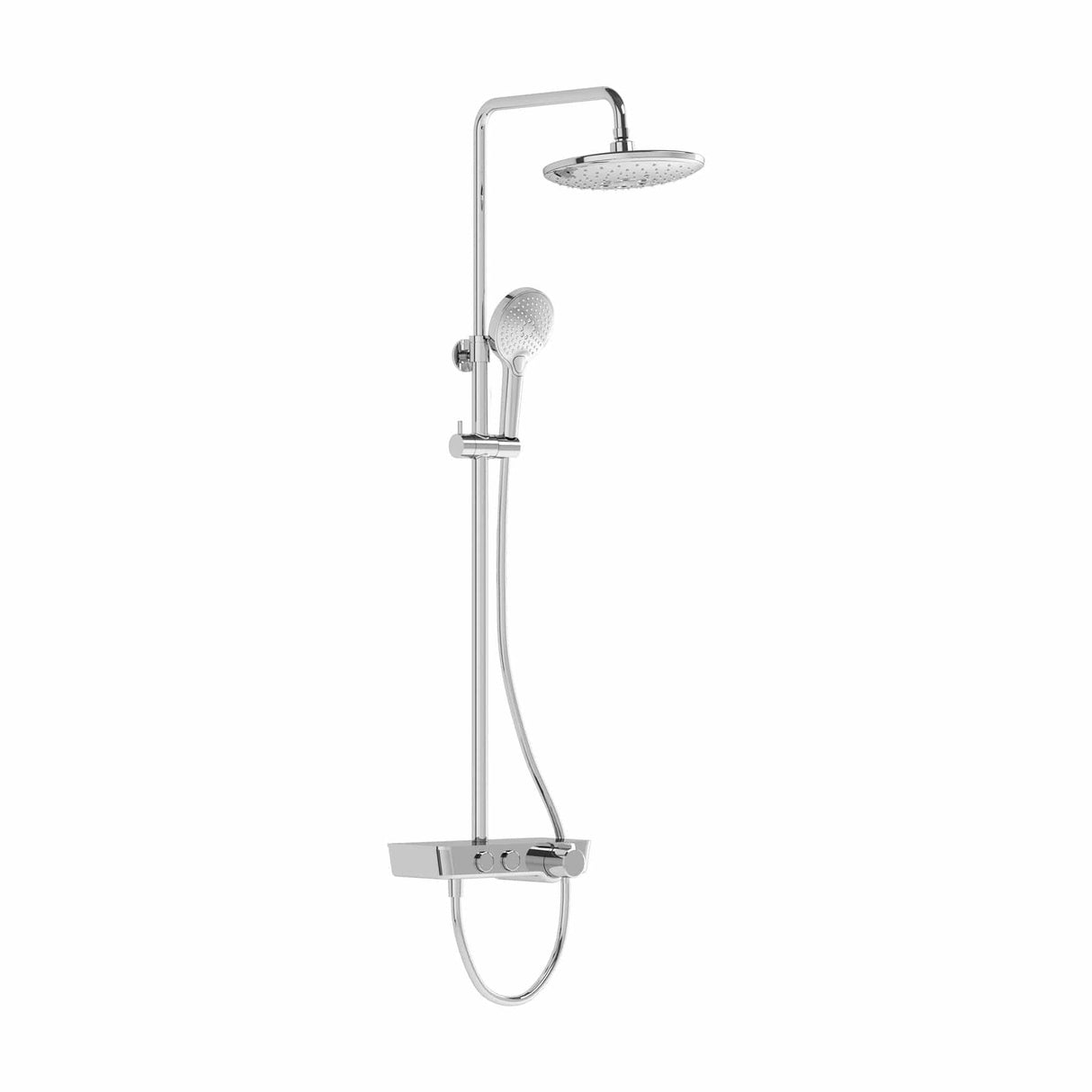 VitrA Exposed Shower Set VitrA Aquaheat Charm Exposed Thermostatic Valve Shower Set with Shelf, Adjustable Riser, 240mm Shower Head and Handset