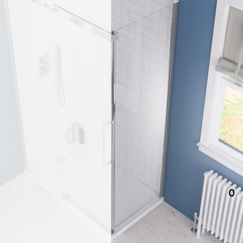 Eastbrook Side Panel Chrome / 1000mm Eastbrook Corniche 2000 8mm Side Panel for Sliding Doors