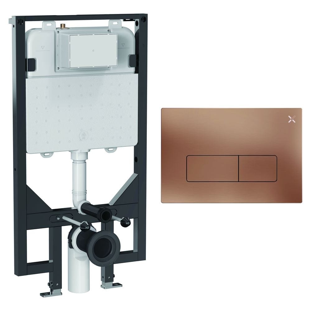 Crosswater Wall Hung WC Frame MPRO Plate in Brushed Bronze Crosswater 1.14m Ultra Slim Depth Dual Flush WC Support Frame Set with Flush Plate