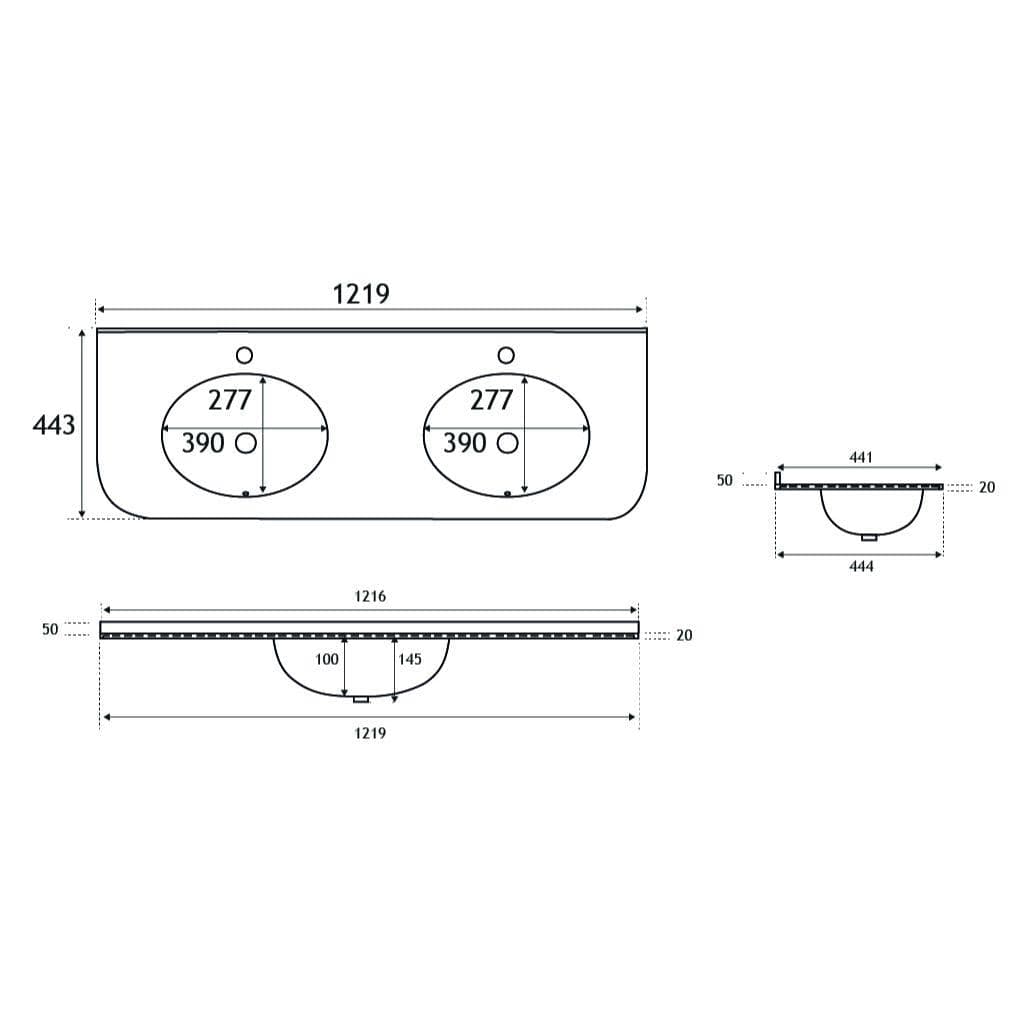 Eastbrook Wall Mounted Vanity Unit Eastbrook Hardwick Traditional 1200mm Wall Hung Vanity Unit with Double Basin