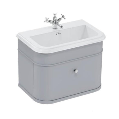 Burlington Wall Mounted Vanity Unit Classic Grey / Ceramic Basin - 1 Tap Hole / Chrome Burlington Chalfont 750mm Wall Mounted Single Drawer Vanity Unit with Basin