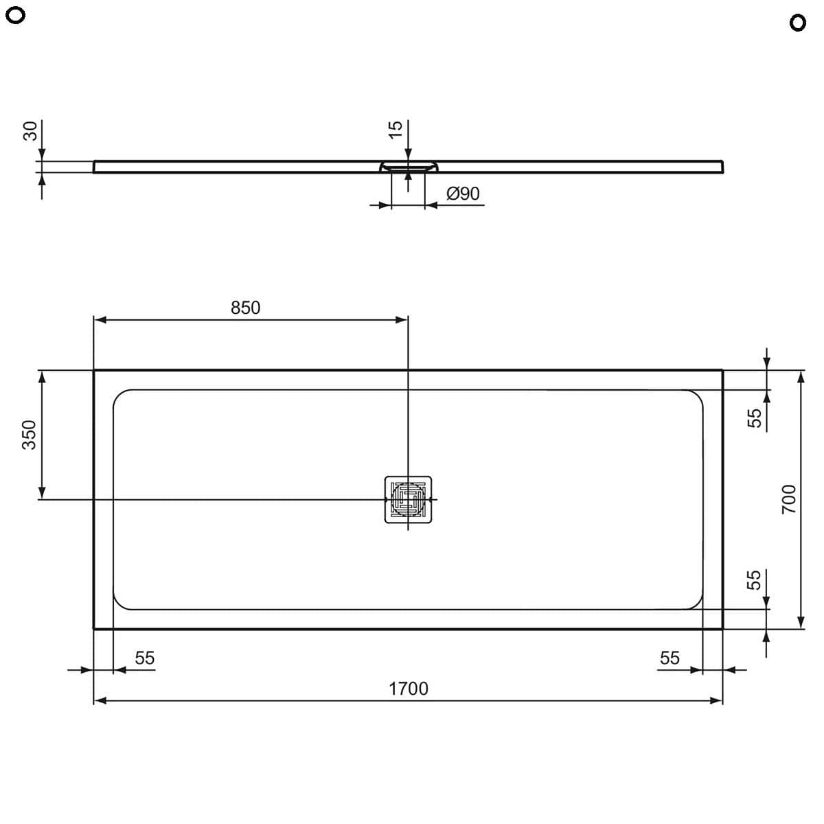 Ideal Standard Rectangle Shower Tray Ideal Standard Ultra Flat S+ Shower Tray 30mm including Waste