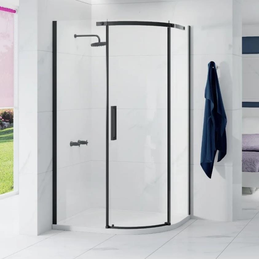 Merlyn Quadrant Shower Enclosure Matt Black / Right Handed Merlyn Ionic Essence Frameless 8mm 1 Door Offset Quadrant Shower Enclosure