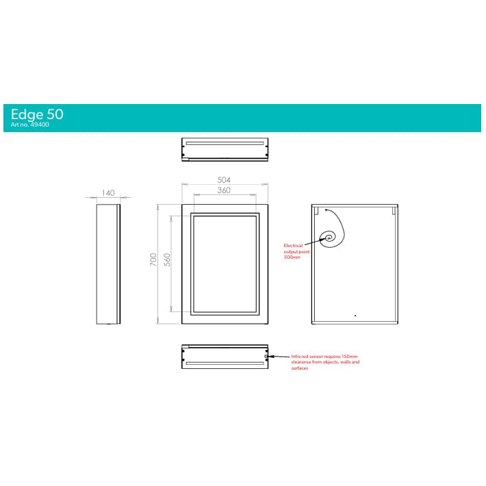 HiB Mirrored Cabinet HiB Edge LED Illuminated Border Mirror Cabinet