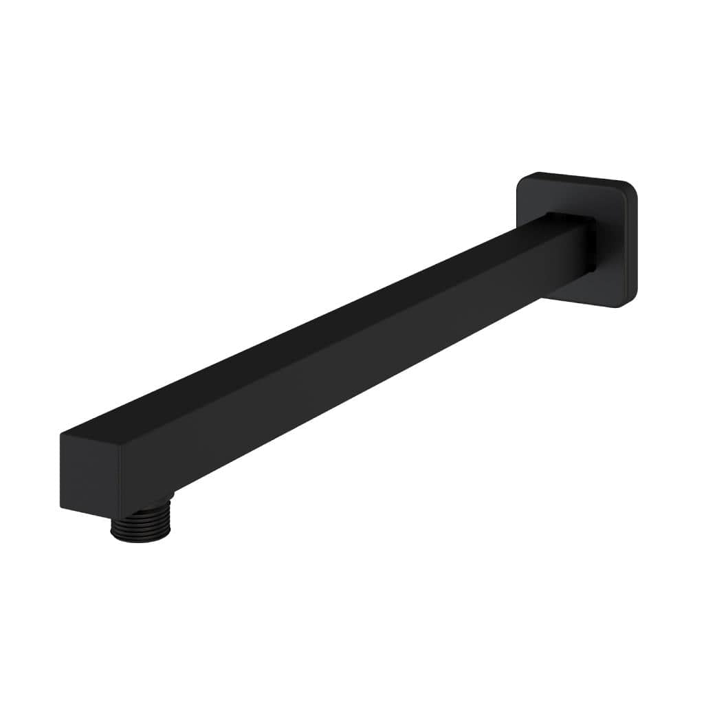 Aquarius Fixed Shower Arm Matt Black Aquarius Modern Square Fixed Overhead Shower Arm