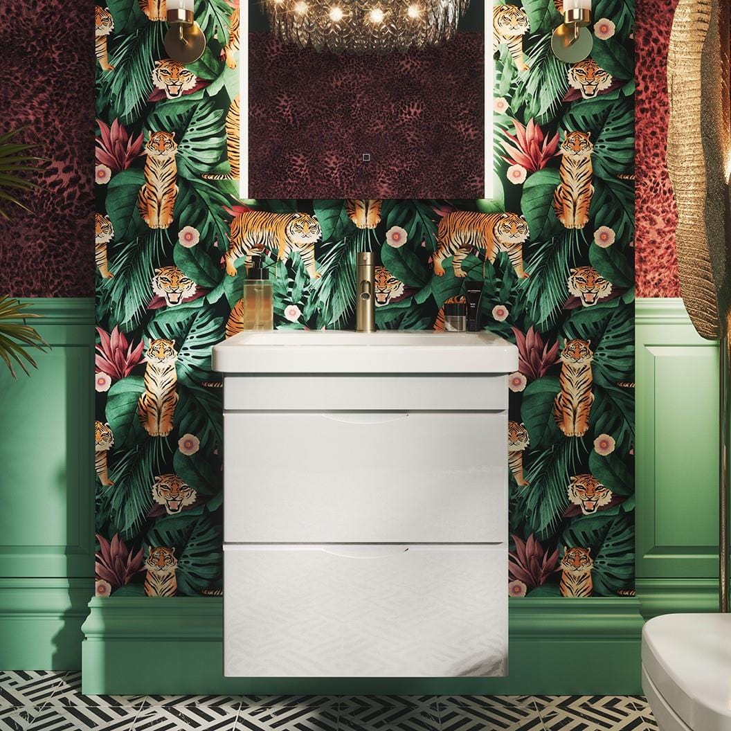 Saneux Wall Mounted Unit Saneux Indigo Vanity Unit With Basin - 600 x 400mm - Two Drawer - Wall Mounted