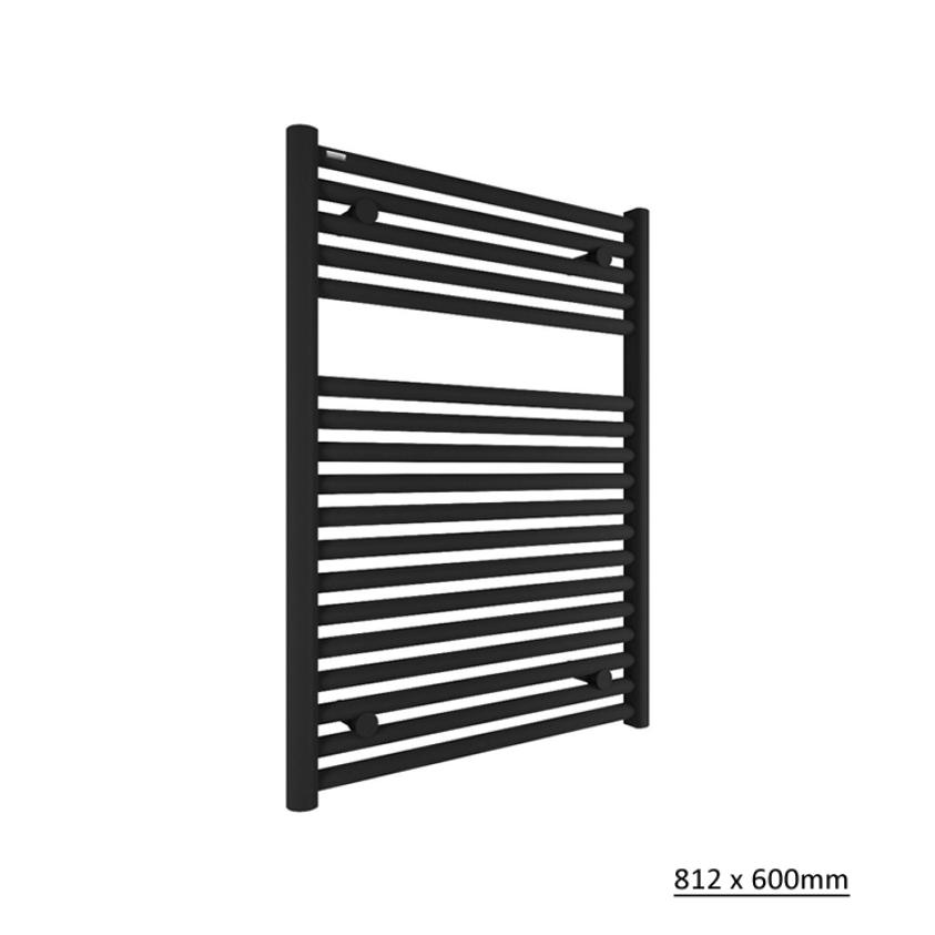 Tissino Ladder Rails 812 x 600 / Central Heating Tissino Hugo2 Designer Towel Radiator in Matt Black