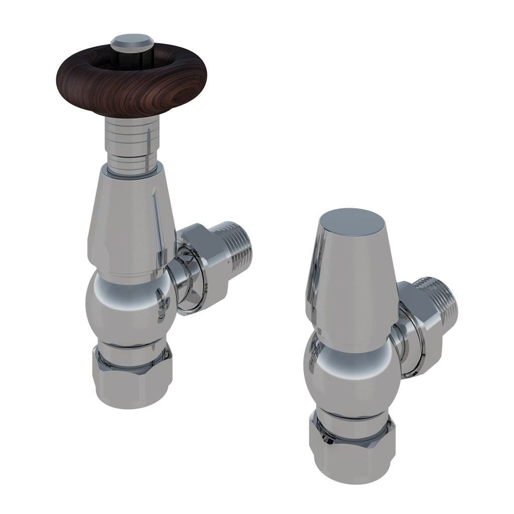 Eastbrook Radiator Valve Chrome Eastbrook Traditional Angled Thermostatic Radiator Valve with Lockshield (Pair)