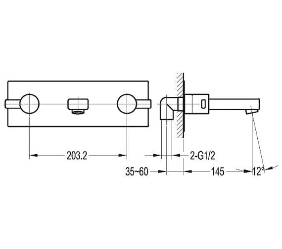 Flova Wall Mounted Basin Tap Flova Str8 3 Hole Wall Mounted Basin Mixer Tap with Clicker Waste in Diamond Chrome