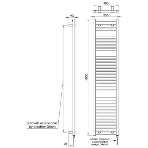Vogue Vogue Focus Straight Towel Rail in Chrome