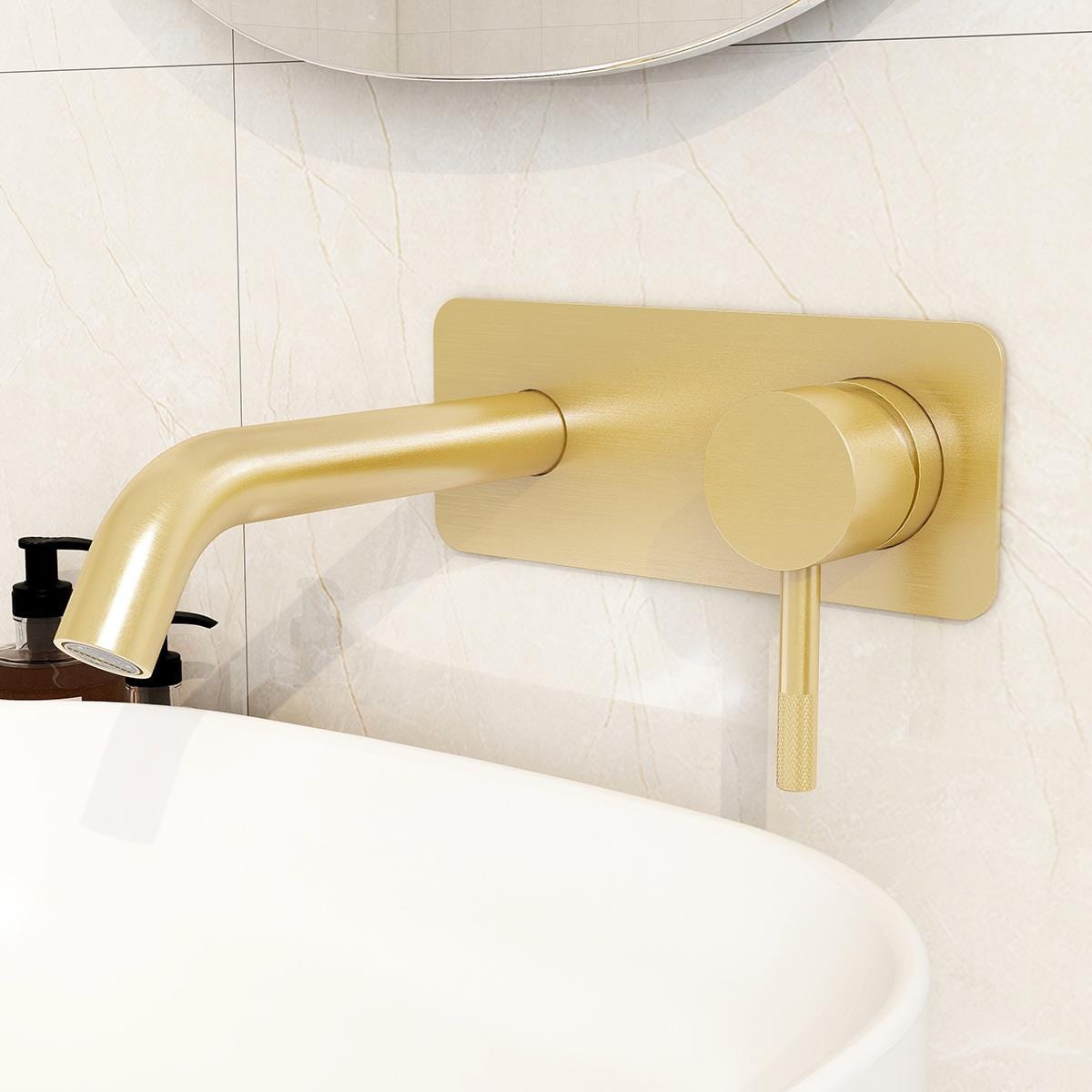 Imex Wall Mounted Basin Tap Brushed Brass Imex Ravine 2 Hole Wall Mounted Basin Mixer Tap with Universal Clicker Waste