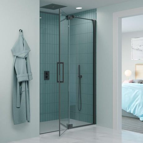 Crosswater Pivot Shower Door Slate / 1400mm Crosswater Optix 10 10 Pivot Shower Door with Inline Panel