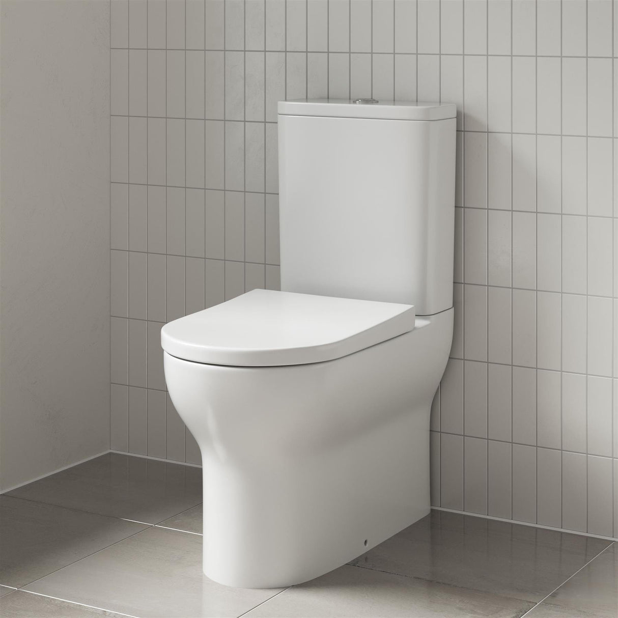 Tissino Close Coupled Toilet Tissino Nerola Rimless Closed Coupled Toilet with Soft Close Wrapover Seat