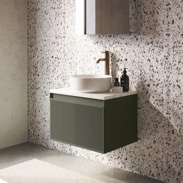 Saneux Wall Mounted Vanity Unit Saneux Monument Vanity Unit With Basin - 600 x 470mm - One Drawer - Wall Mounted