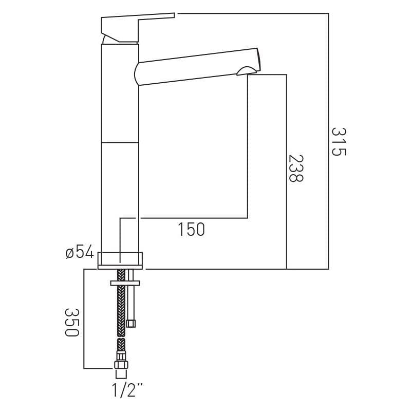VADO Mono Basin Tap Vado Sense Tall Mono Basin Mixer Tap in Chrome
