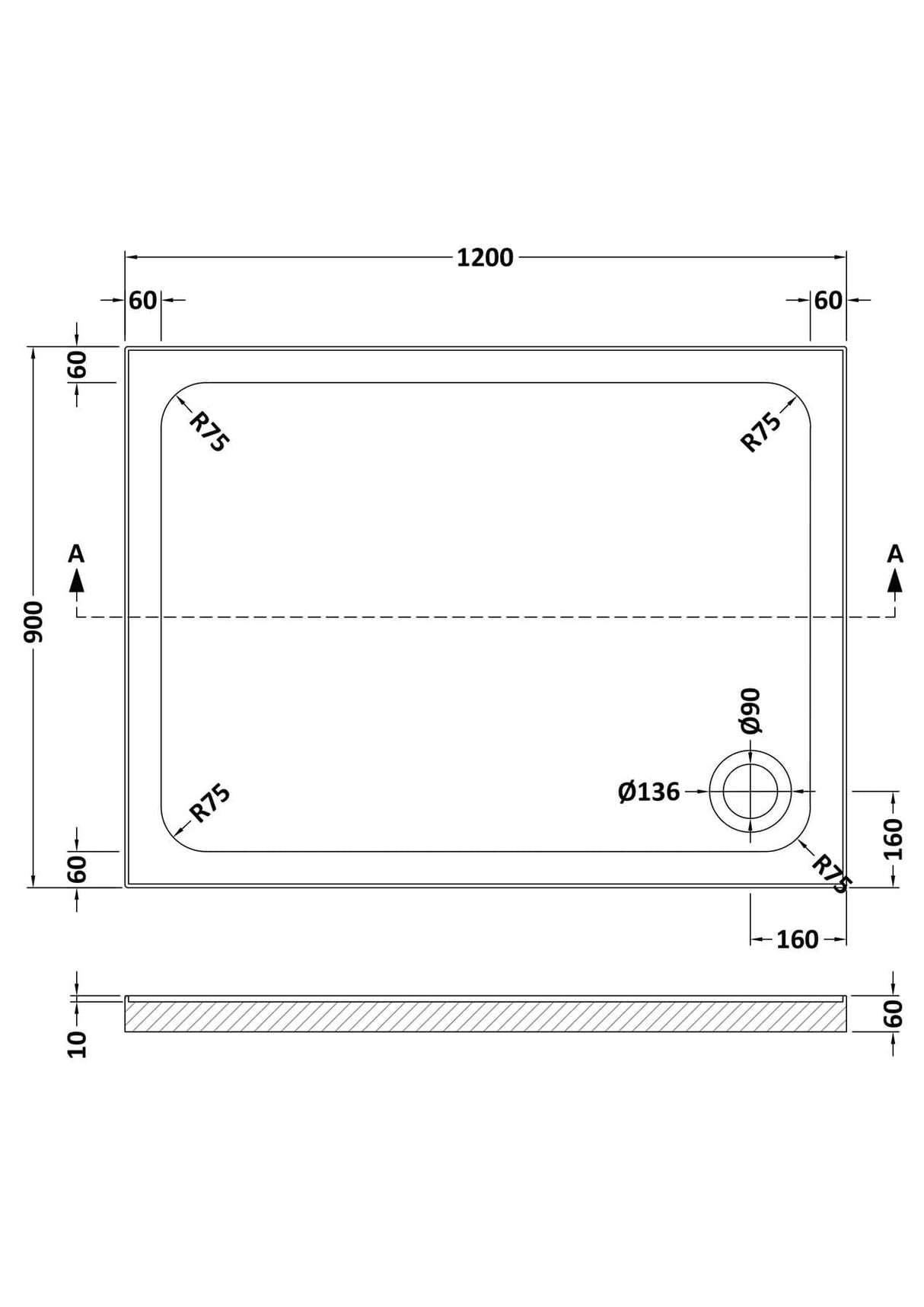 Aquarius Bathrooms Rectangle Shower Tray 1200x900mm Aquarius Urbano Rectangular Stone Resin Shower Tray with 4 Upstands