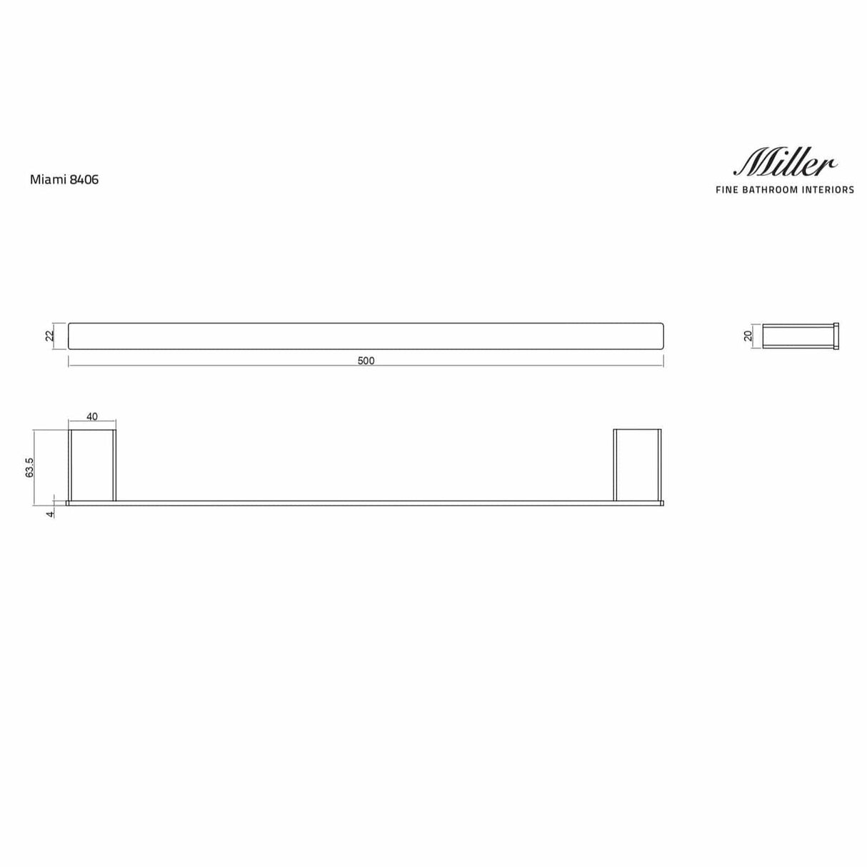 Miller Towel Rails and Rings Miller Miami Towel Rail