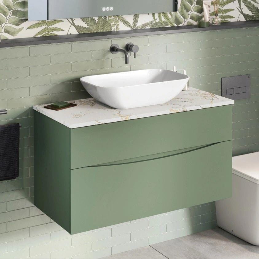 Crosswater Wall Mounted Vanity Unit Crosswater Glide II 2 Drawer Vanity Unit with Worktop