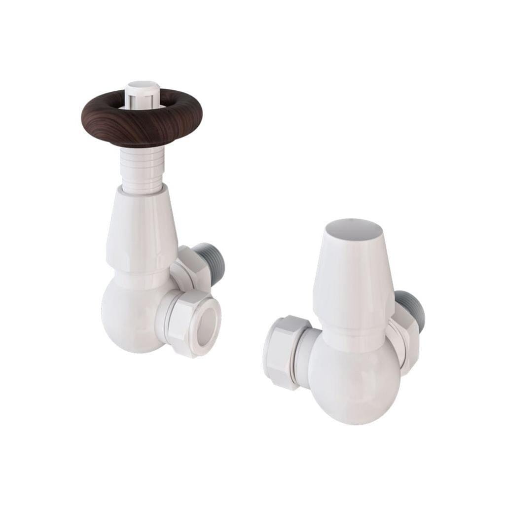Eastbrook Radiator Valve Gloss White Eastbrook Traditional Corner Thermostatic Radiator Valve with Lockshield (Pair)