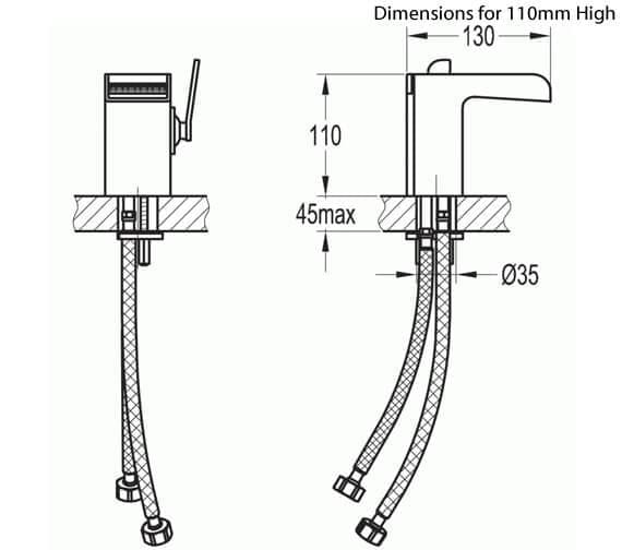 Flova Mono Basin Tap Flova Cascade Mini Basin Mixer Tap with Clicker Waste in Diamond Chrome