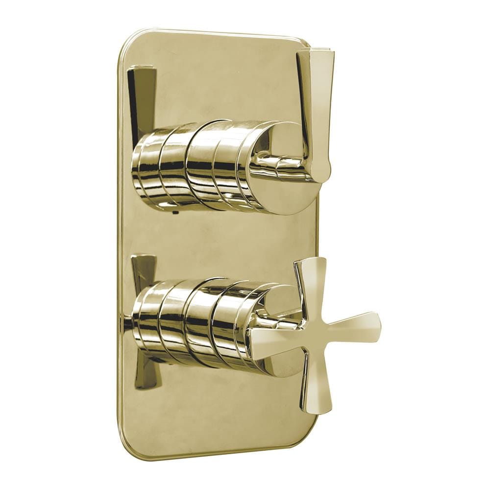 Burlington Concealed Shower Valve Gold Burlington Riviera 2 Outlet, 2 Handle Concealed Thermostatic Shower Valve