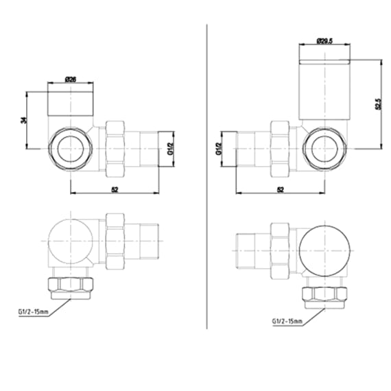 JTP Radiator Valve JTP Corner Radiator Valve