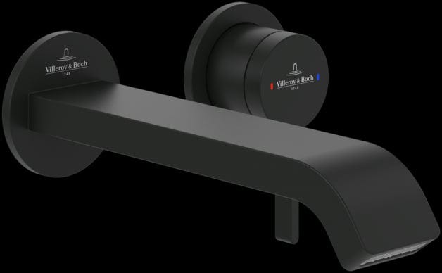Villeroy & Boch Wall Mounted Basin Tap Matt Black Villeroy & Boch Dawn Wall Mounted Single Lever Basin Mixer Tap