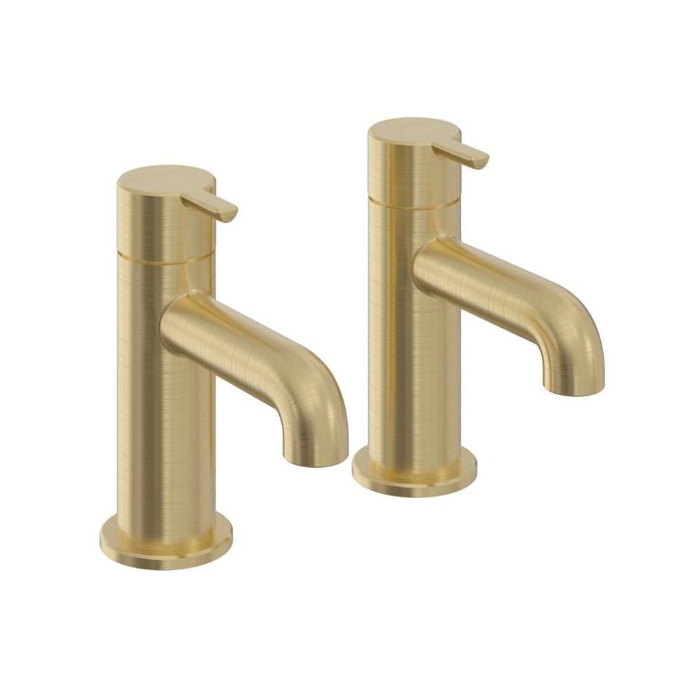 Heritage Pillar Bath Tap Brushed Brass Heritage Dartmouth Bath Pillar Taps (Pair)