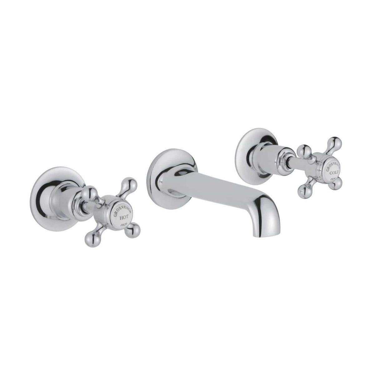 JTP Wall Mounted Basin Tap Chrome JTP Grosvenor Cross Wall Mounted 3 Hole Basin Mixer Tap