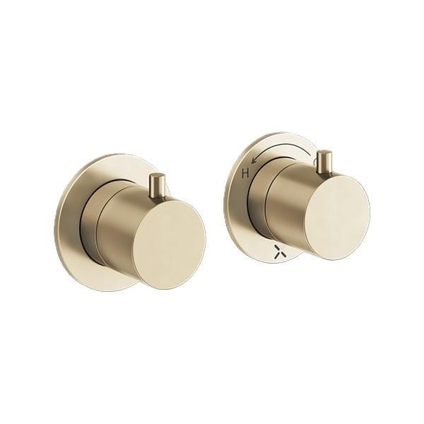 Crosswater Concealed Shower Valve Brushed Brass Crosswater MPRO Module 2 Outlet, 2 Handle Concealed Thermostatic Shower Valve