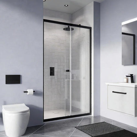 Crosswater Sliding Shower Door Matt Black / 1100mm Crosswater Clear 6 Single Sliding Shower Door