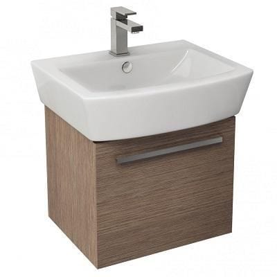 Imex Wall Mounted Vanity Unit Imex Bloque Wall Mounted Single Drawer Vanity Unit with Basin - 470mm Wide - Soft Oak