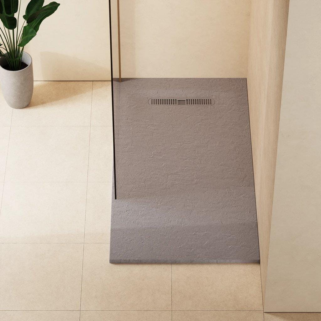 Crosswater Rectangle Shower Tray Light Grey / 800 x 1500 Crosswater Vito Textured Rectangle Shower Tray with Waste