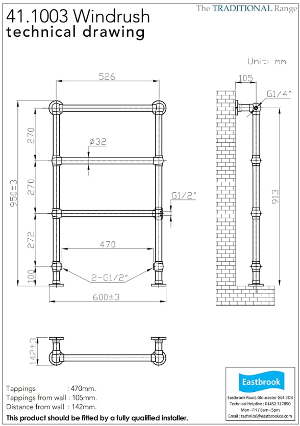 Eastbrook Traditional Towel Rail Eastbrook Windrush Straight Vertical Traditional Radiator