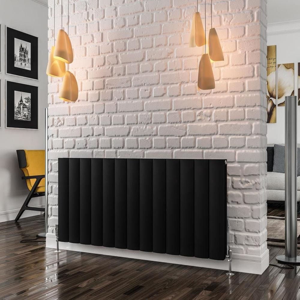 Eastbrook Panel Radiator 600 x 1230 / Central Heating Eastbrook Guardia Straight Horizontal Aluminium in Matt Black