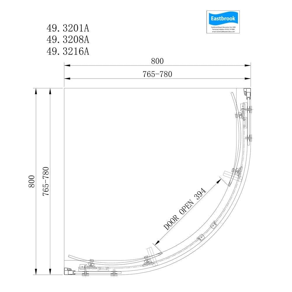 Eastbrook Corniche 2000 8mm Quadrant Shower Enclosure
