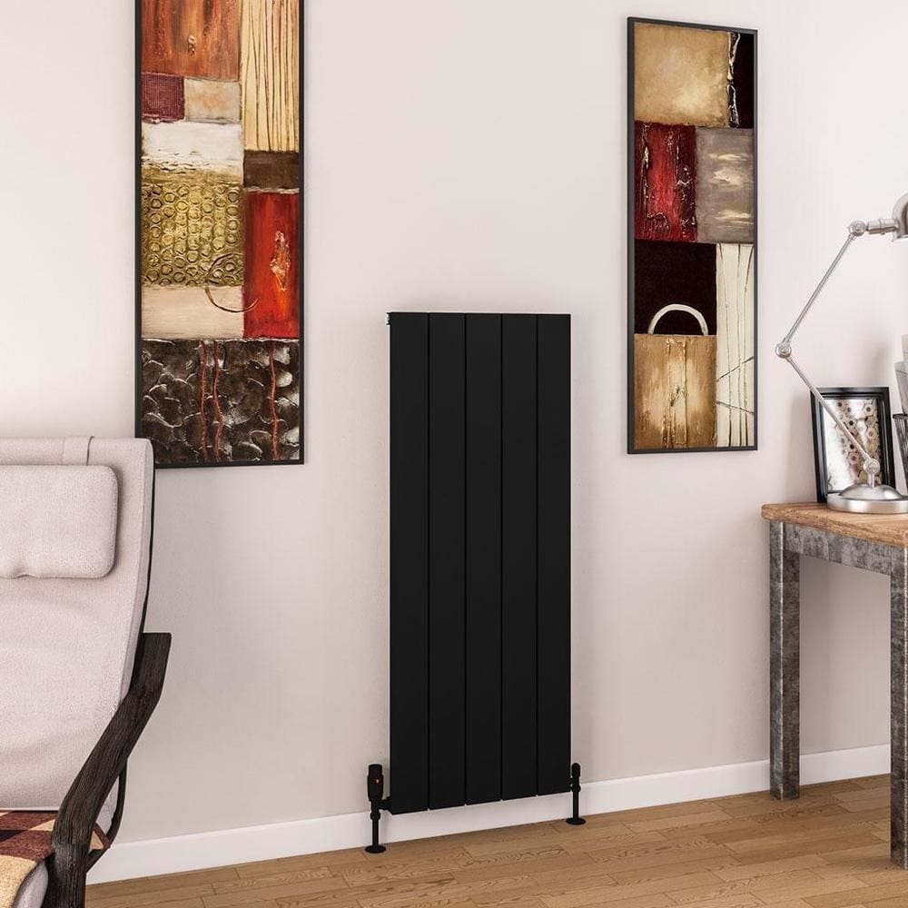 Eastbrook Panel Radiator 1200 x 470 / Central Heating Eastbrook Charlton Vertical Aluminium Designer Radiator in Matt Black