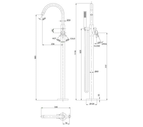 Crosswater Freestanding Bath Filler Crosswater MPRO Floor Standing Bath Shower Mixer