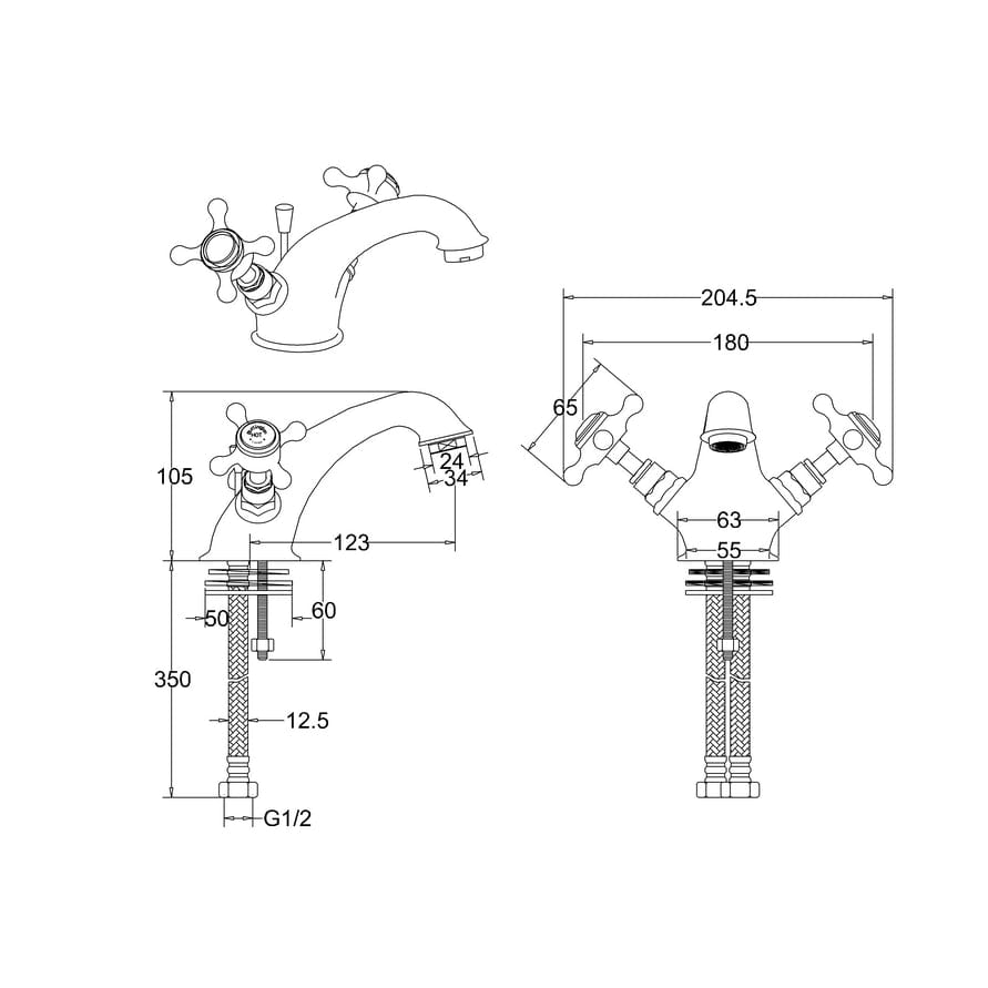 Burlington Mono Basin Tap Burlington Kensington Mono Basin Mixer Tap in Chrome/White