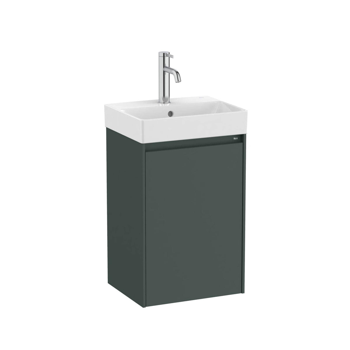Roca Cloakroom Vanity Unit Matt Green Roca Ona Compact 400mm Wall Mounted One Door Vanity Unit with Basin