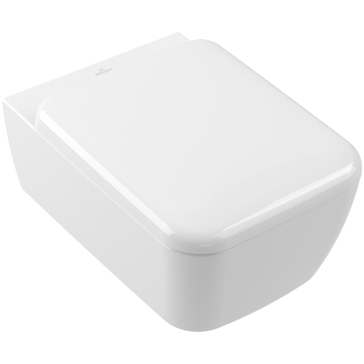 Villeroy & Boch Wall Hung Toilet Villeroy & Boch Skyla Square Wall Hung Rimless Toilet with Twist Flush and Soft Close Seat