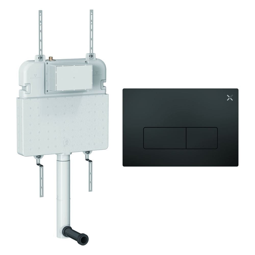 Crosswater Concealed Cistern MPRO Plate in Matt Black Crosswater Dual Flush Slimline Concealed Cistern Set with Flush Plate - 508 x 80 x 550mm
