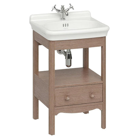 Burlington Floor Standing Vanity Unit Dark Oak / 2 Hole Burlington Guild Floor Standing 560mm Vanity Unit with Basin